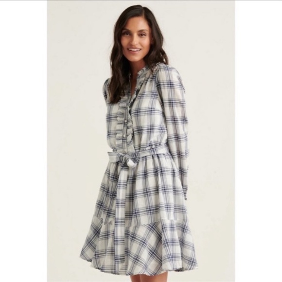 Lucky Brand Poet Blue and White Long Sleeve Mini Dress Size Small - Picture 4 of 7